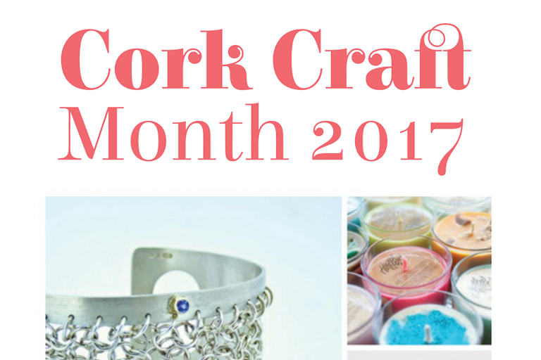 Front Page of 2017 Cork Craft Month Brochure with images of candles and a bracelet