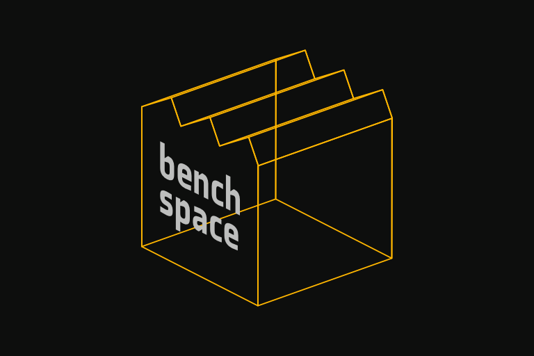 Benchspace microfactory three dimensional wireframe logo